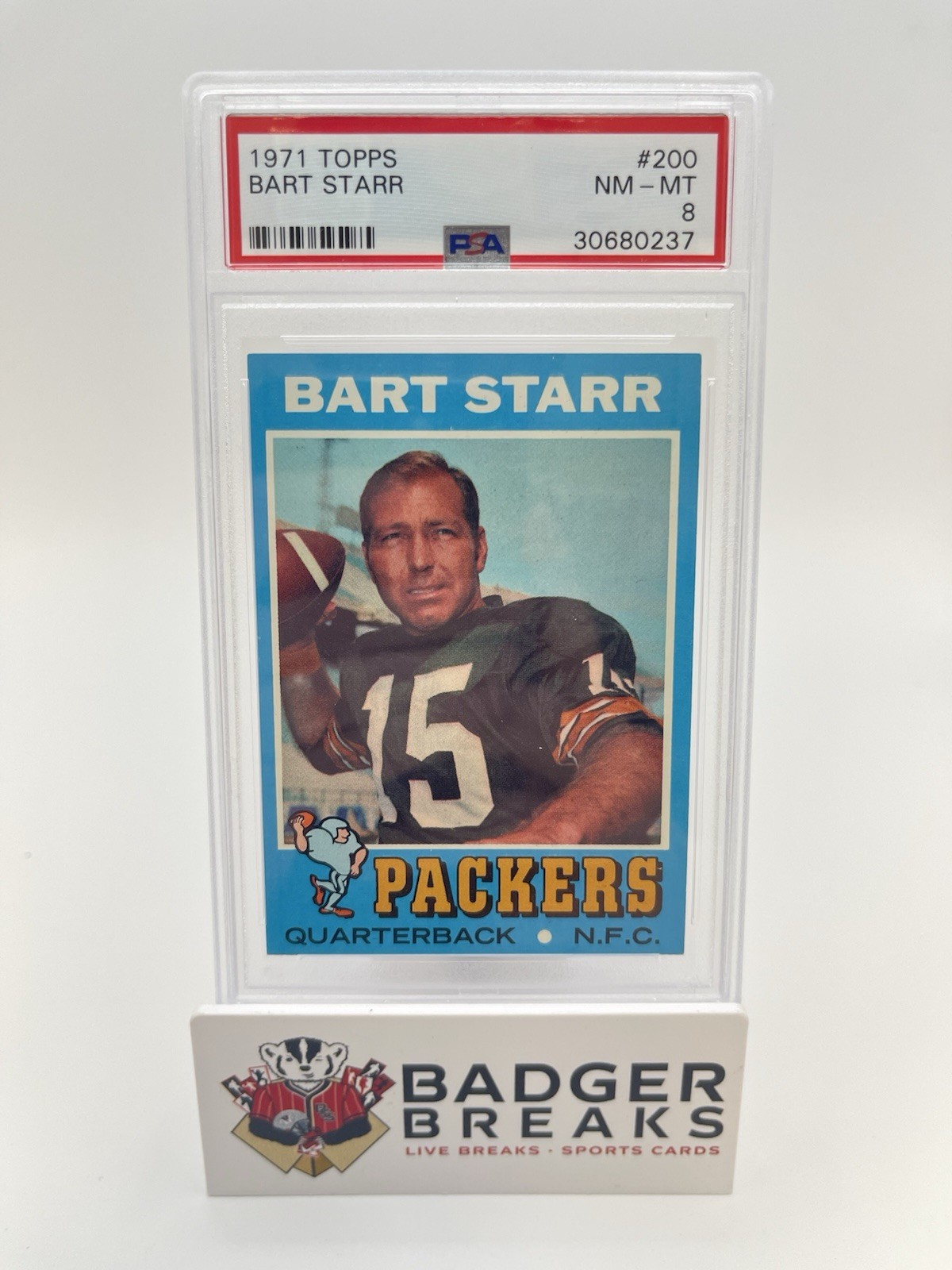 1971 Topps Football Bart Starr Card #200 PSA 8 NM-MT Centered Packers NFL HOF SS