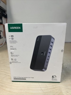 UGREEN 2-in 7-Out USB-C/USB-A 3.2 Switch Powered Hub, 10 Gbps, Computers Sharing