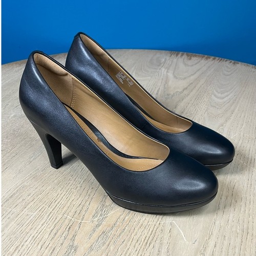 Clarks Brier Dolly Black Leather Pumps Classic Heels Office Career Size 8.5