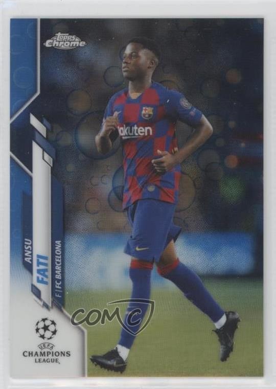 2019-20 Topps Chrome UCL Blue Bubbles Refractor Ansu Fati #45 Rookie RC 04ae