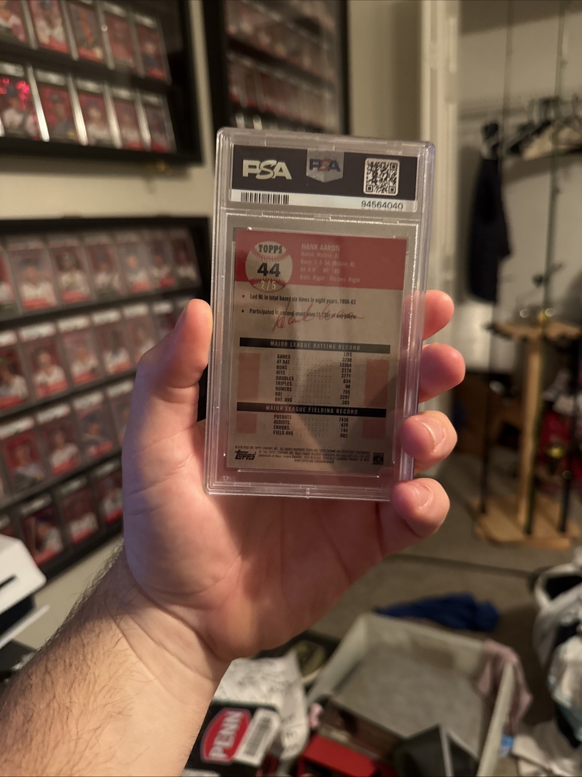 2022 Topps Chrome Platinum Anniversary #44 Hank Aaron Red Lava /5 Psa 9 view 5