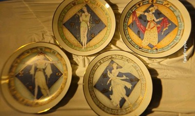 4 Signed /5000 Umberto Banchelli: Four Elements Porcelain Plates, Royal Unicorn 