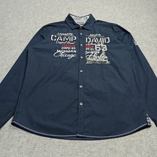 Camp David Mens Shirt Size L Regular Navy Blue Cotton Button-Up Chicago Harbor
