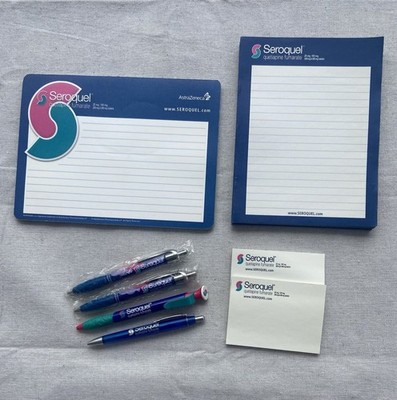 Drug Rep Seroquel Paper Notepad Collectible Pens Plastic Unique Pharmaceutical
