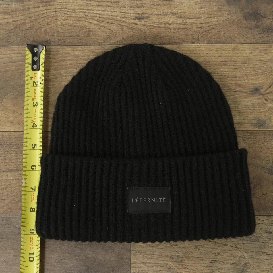 Gorro H&M Adult OS Negro Acanalado Tejido L’ Eternite’ Logo Foto 3 de 4