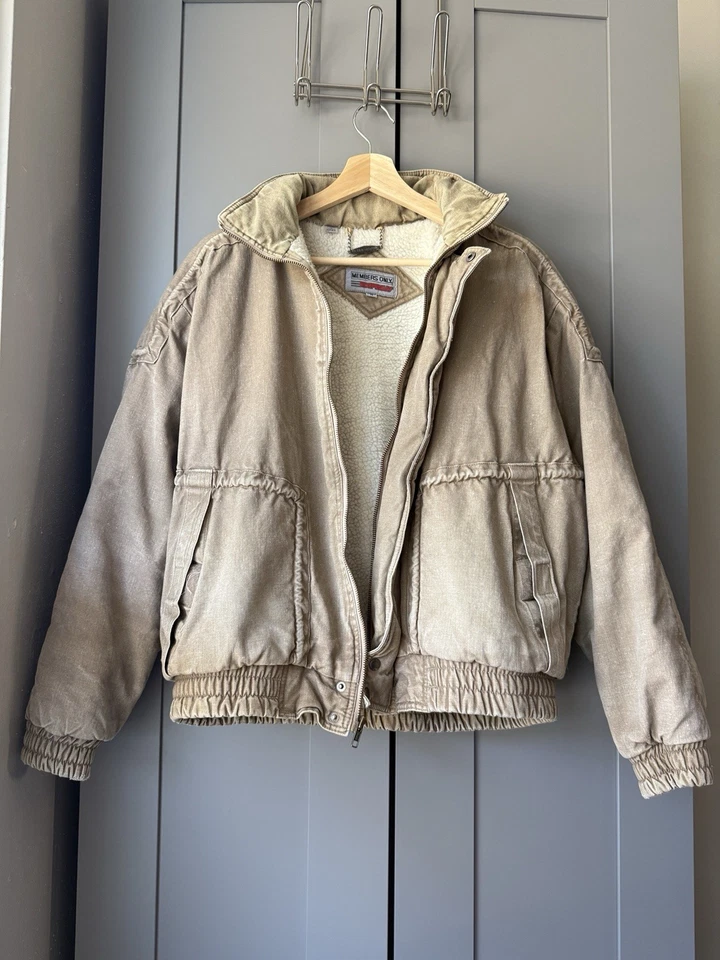 Vintage Members Only Sherpa Lined Cotton Jacket Men’s Medium Tan - Image 2 of 4