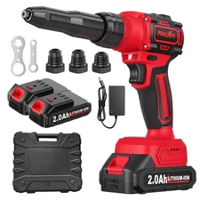 Electric Rivet Gun, Cordless Rivet Gun with 2 Pack Batteries and Fast Charger...