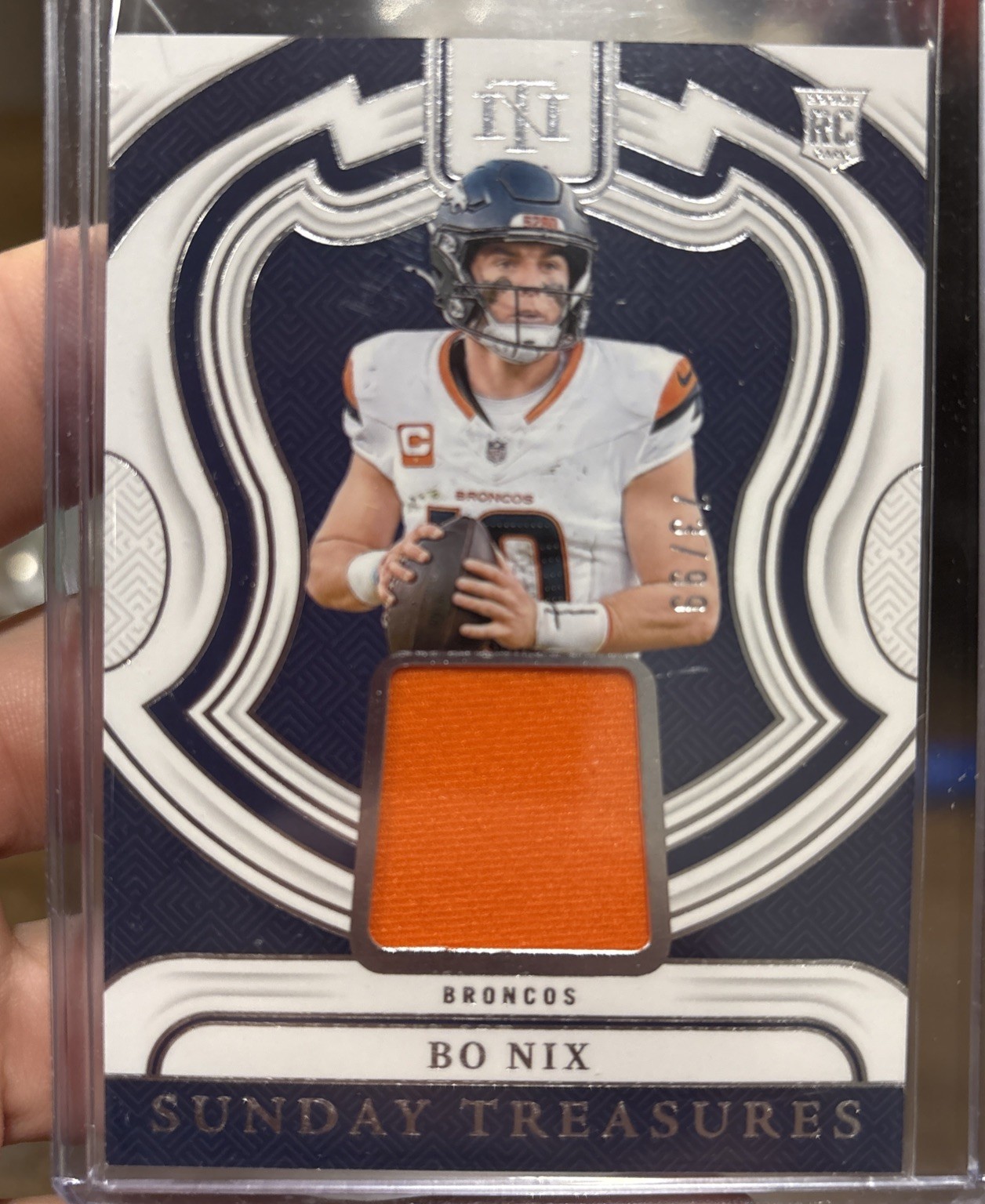 2024 Panini National Treasures - Bo Nix /99 Sunday Treasures Rookie Patch