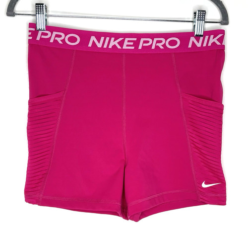 Nike Pro Dri-Fit Women's L Large running shorts Elastic High Rise Pink Tight Fit
