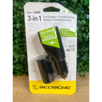 NIB Scosche 2600 PBC71R Gobat 3-in-1 12v Usb Car Charger Adapter with 2600 mAh P