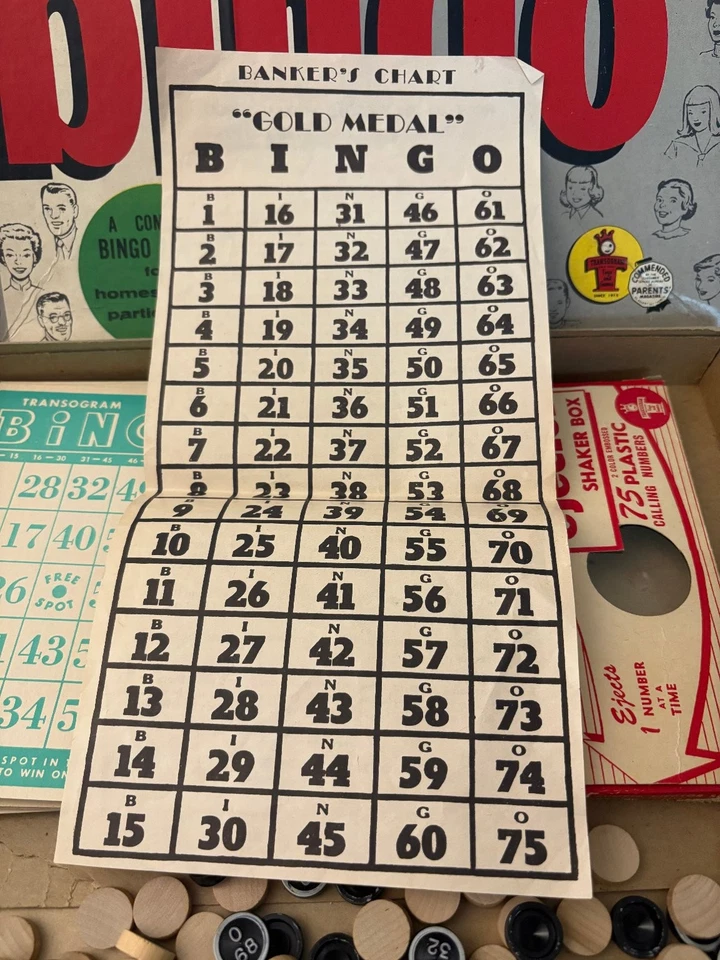 Family Bingo Transogram Board Game 2+ Players Vintage 1950s Cardboard - Image 4 of 4
