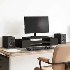 Vidaxxl Monitorständer mit Stauraum 70x27x15 cm Holz schwarz