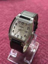 Vintage 33mm Silver Tone Fossil Watch JR8137 Leather Strap