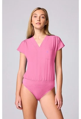 Med Couture AMP One Pocket Bodysuit Top MC00017 PXPK Pixel Pink Free Ship - Image 1 of 4