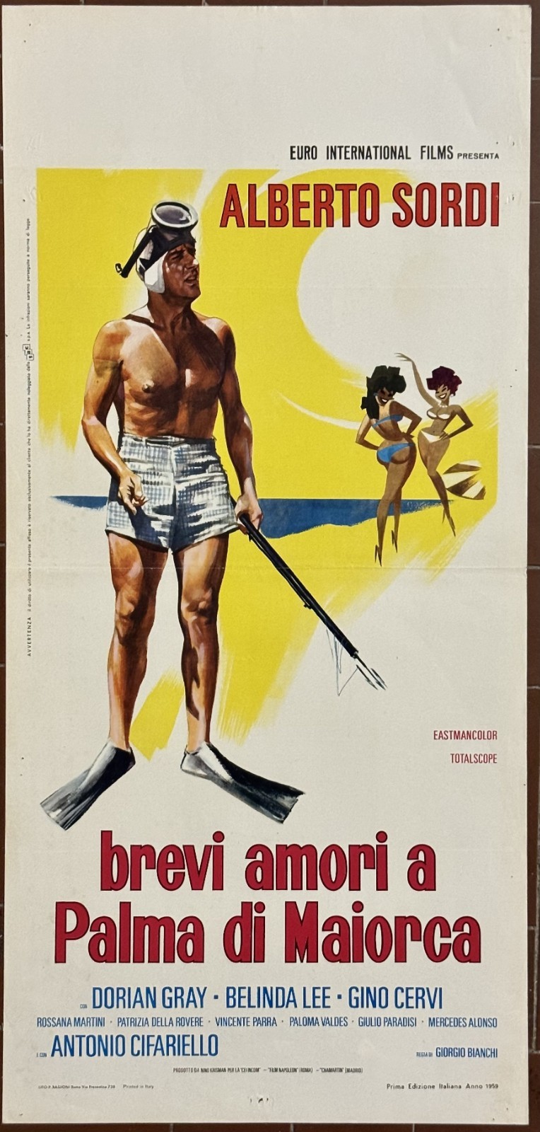 Locandina originale film Brevi amori a Palma di Majorca (1959) - Regia di Giorgio Bianchi