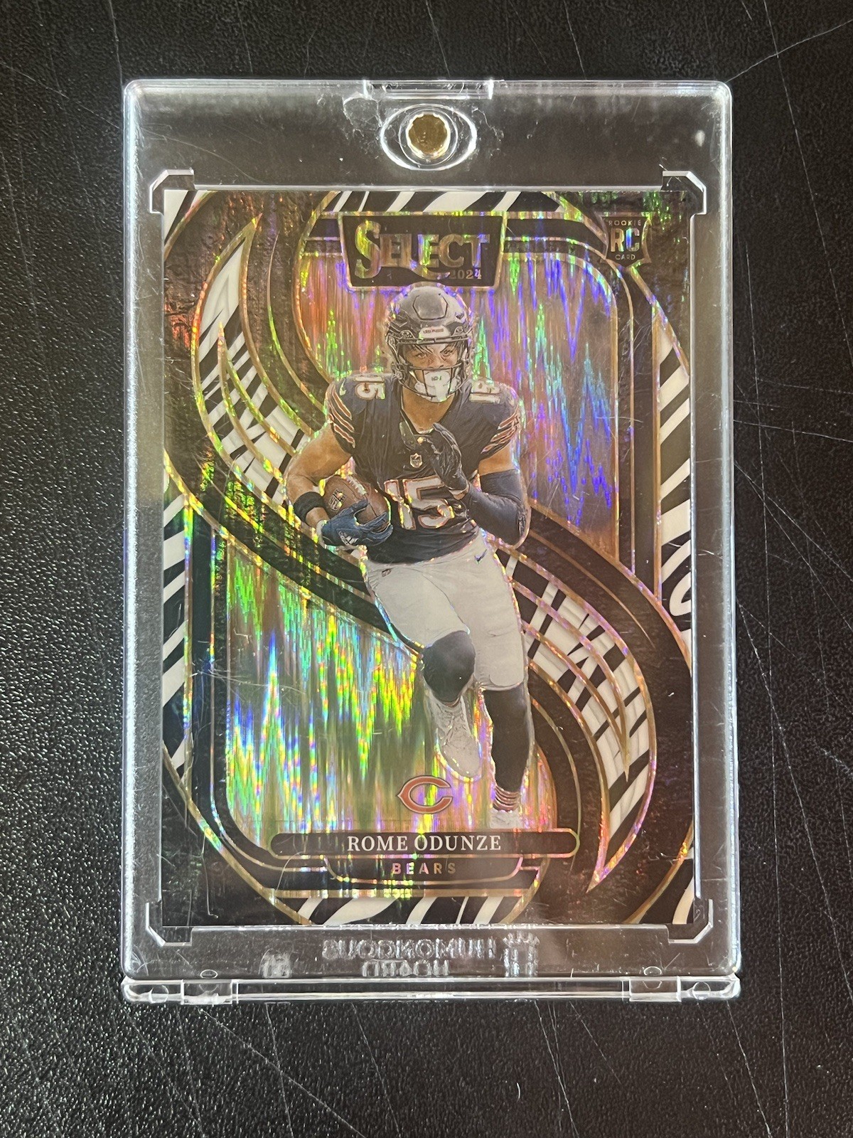 2024 Panini Select #136 Rome Odunze Zebra Prizm Shock Premier Level RC