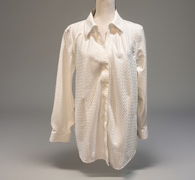 Women s 16W GOLD LABEL   Investments - Diagonal Weave - White Blouse Shirt