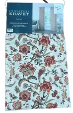 Curated Kravet Window Curtain Panels 50 X 96” Jacobean Birds Cotton Linen NEW
