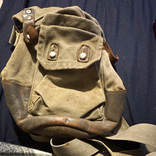 Bicapa Swedish Type 4 Gas Mask Bag Canvas w/ Leather Base Straps & Leaflet