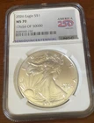 2026 Silver Eagle NGC MS70, 1765 of 50000 Semiquincentennial "AMERICA 250" LABEL