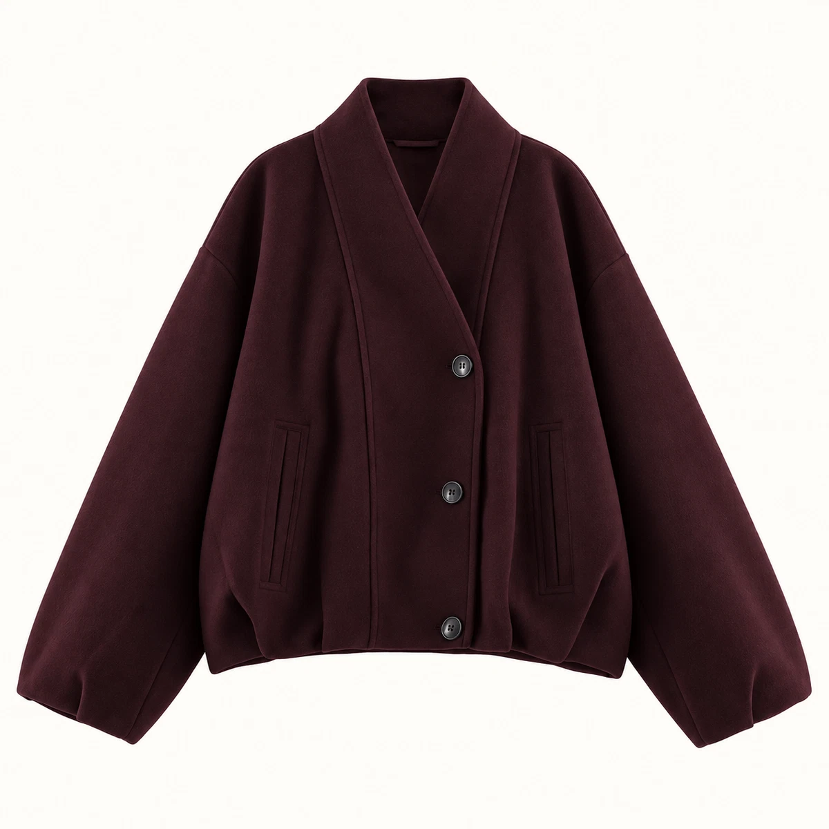 New Womens Burgundy V-Neck Wrap Cardigan Coat Oversized Batwing Jacket Outwear