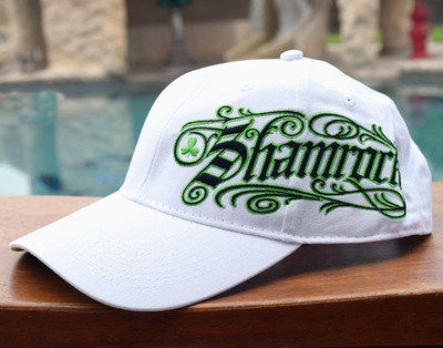 Outdoor Cap White Embroidered Shamrock Cap Snapback Adjustable Fit Hat, NEW