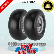 11x4.00-5 Lawn Mower Tires Flat Free, Solid Tread w/ Universal Adapter