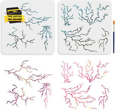 7 Styles Lightning Stencil 11.8 11.8Inch Lightning Bolt Painting Stencil with Pa