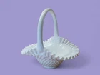 Large Hobnail Milk Glass Basket/ Art Glass/Fenton