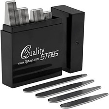 44 Metal Collar Stays for Men 4 Sizes in Elegant Black Box