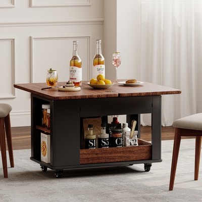 27.6''Modern Multi-Function Coffee Table/Side Table with Foldable Top & Casters,M