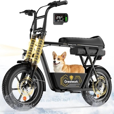 1500W Peak Electric Scooter with Seat & Basket 48V 15Ah 16'' Fat  Tire E-Scooter