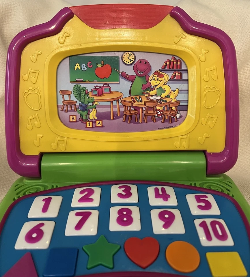 复古 Barney The 紫色恐龙互动笔记本电脑美泰带 5 卡带 罕见 — 第 2/4 张图片