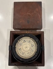 RARE VINTAGE Wilfrid O. White, E.S. Ritchie NAUTICAL MARTIME COMPASS WOOD CASE