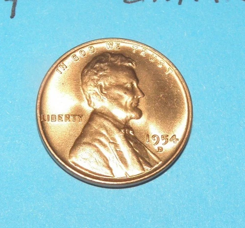 1954 D         LINCOLN WHEAT CENT   CHOICE RED UNCIRCULATED  #5