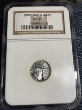 American Platinum Eagle 2003 $10 1/10 OZ platino MS70 NGC bruñido