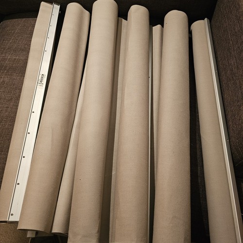 6 IKEA KVARTAL Tan Curtain Panels 92" Long With Aluminum Rails 300.793.70