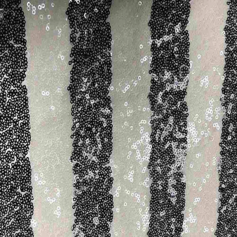 Tela de lentejuelas a rayas FIESTA sobre material de malla, elástico bidireccional, 52 pulgadas. En ancho, Foto 3 de 4