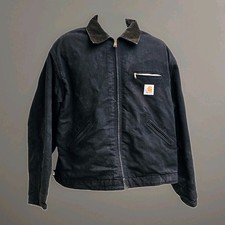 Vintage 1990s Carhartt Detroit Jacket Black Canvas Blanket Lined J01 /J97 2XL