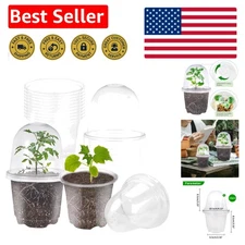 4 Inch Plastic Nursery Pots with Humidity Dome for Plants Clear Seed Starter ...