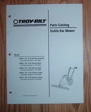 TROY-BILT 34061 34062 34063 34064 34337 SICLE BAR MOWERS PARTS CATALOG  MANUAL