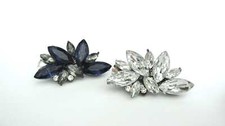 Small blue or clear rhinestone flower alligator hair clip for fine thin hair