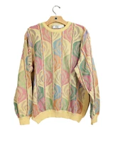 Mens Vintage Sweater Medium Colorful Print 90s style Cotton Blend St. Croix oggi