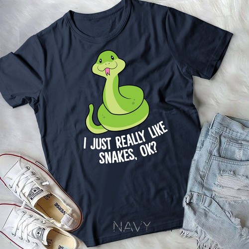 I Just Really Like Snakes Ok Funny Snake Reptile Python Unisex T-shirt - Picture 5 of 11