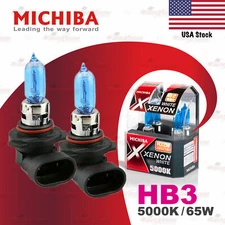 2x HB3 9005 MICHIBA 12V 65W Headlight Halogen Bulbs Lamps 5000K XENON Look WHITE