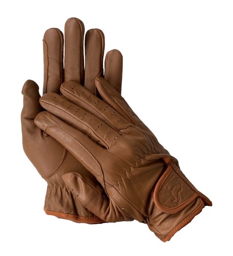 Equestrian Riding Gloves LADIES All Leather Tan, Black, & Yellow Premium Quality - Picture 23 of 58