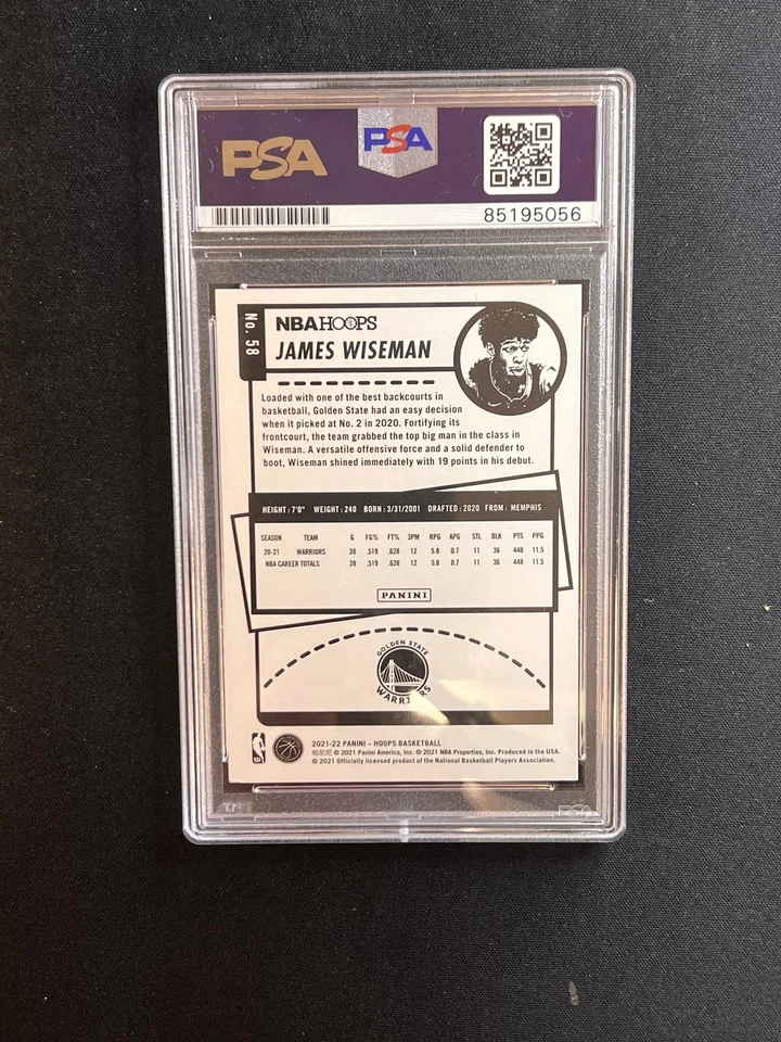 2021-22 Panini Hoops #58 JAMES WISEMAN Signed Card AUTO PSA Slabbed RC Warriors - Image 2 of 2