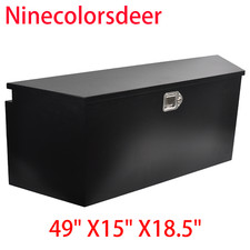 49x15x18.5 Steel Tongue Trunk Bed Trailer Tool Box Storage Wlock Black