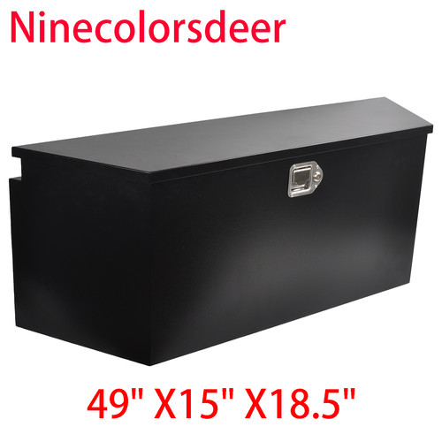 49"X15"X18.5" Steel Tongue Trunk Bed Trailer Tool Box Storage w/Lock Black