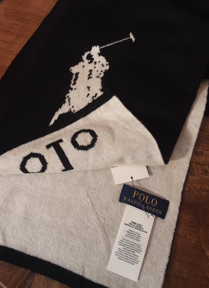 NWT Polo Ralph Lauren Men's 2 Piece Set Hat & Scarf in Black Great Gift! - Image 3 of 4